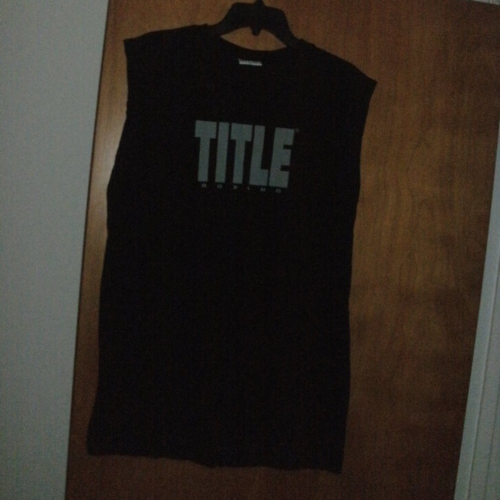 Title Boxing Graphic Black Tank Top Shirt mens sz L 100% Cotton